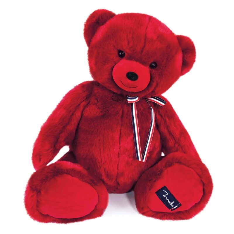 ours en peluche made in France couleur ROUGE - MAILOU Tradition - 50 CM (Copie)