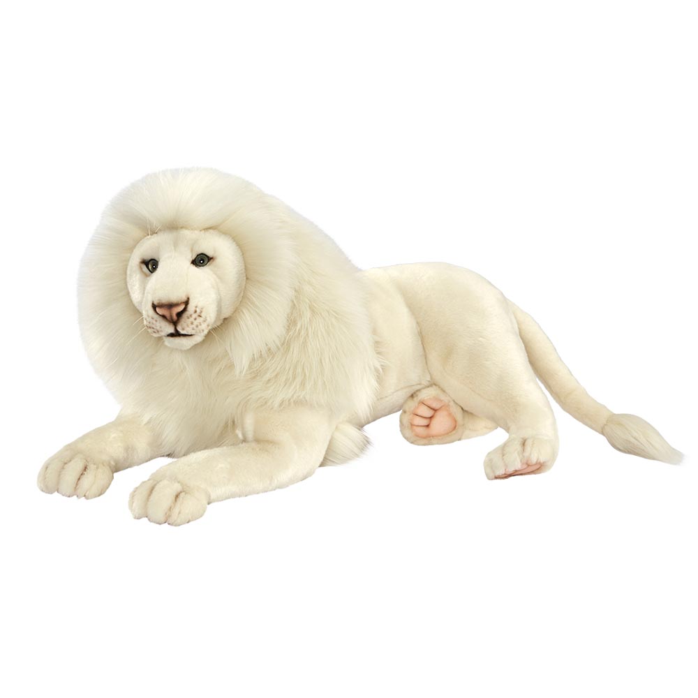 PELUCHE LION BLANC HANSA 65 CM