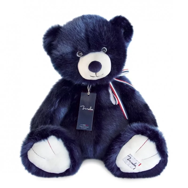 ours en peluche made in France couleur MARINE - MAILOU Tradition - 35 CM